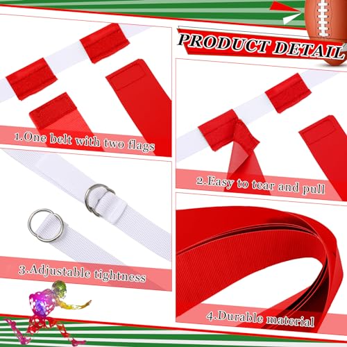 Sintege 14/28 Player Flag Football Belt Set, Adjustable Football Flag and Belts Gifts for Youth Adults Sports Training Event - color: Red, Blue