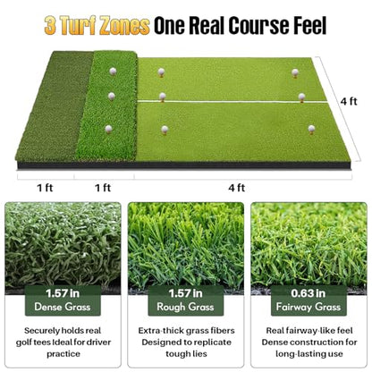 Golf Hitting Mat 6x4ft Golf Mats Practice Indoor Outdoor with 20mm EVA Base Golf Practice Mat with 9 Hitting Holes Ideal for All Levels