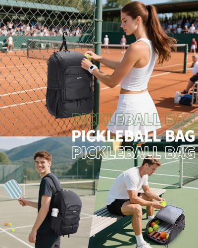 sportsnew Pickleball Bag Large Sports Pickleball Backpack with Shoe Compartment for Men Women, Patent Pending