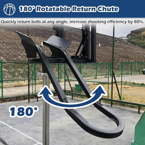Basketball Hoop Metal Ball Return Attachment - 180° Rotating Rebounder Net for Youth & Adults, Home Gym Shot Trainer for Improved Shooting Efficiency & Practice