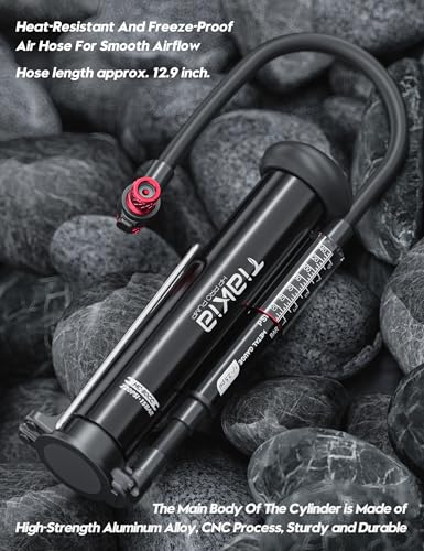 Tiakia Bike Pump with Gauge, High Pressure Bicycle Pump High Volume Portable Hand Air Pump Fit Presta, Schrader Valves Aluminum Bike Tire Pump for Mountain Road Bike, Strollers, Balls