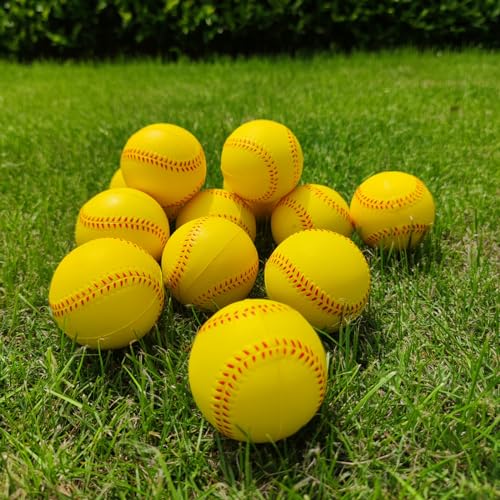 12 Pack Foam Baseballs Softballs Foam Training Ball for Kids Beginners, 9 inch Practice Baseballs Tballs, Safe Throwing, Catching and Batting Practice