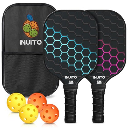 Pickleball Paddles 2026 Pickleball Paddles Set of 2 16mm Thick Paddle with Pickleball Bag Large Sweet Spot Pickle Ball Paddle Set for Men Women Pickleball Racket Set of 2