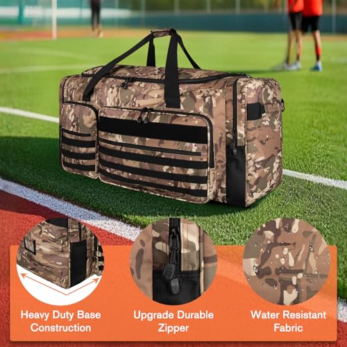 Goloni 130L Heavy Duty Large Duffle Equipment Bag,Catchers Gear Bag with Shoe Compartment,Baseball Duffle Bag - color: Camo Yellow