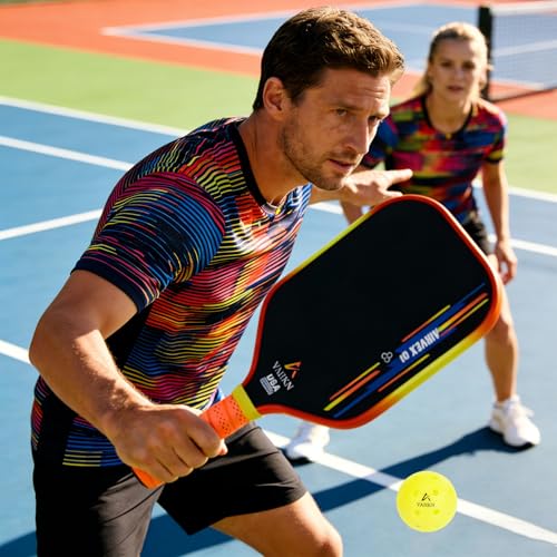 Pickleball Paddles |16MM Carbon Fiber Pickleball Paddle | High-Spin Textured Surface & Vibrant Gradient Edge | USAPA Approved Racket for Ultimate Power,Control & Precision - color: Orange