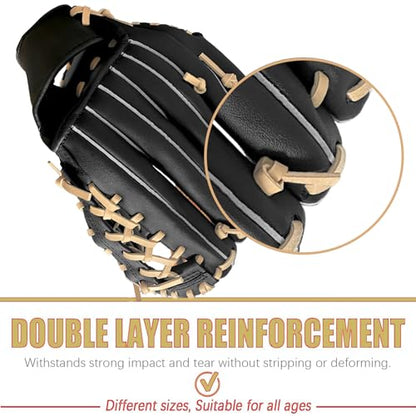 Baseball Glove,Baseball Softball Mitt with Ball for Kids Youth Adults Training and Beginner,Right Hand Throw,Left Hand Glove - color: Black Brown, size: 11.5"