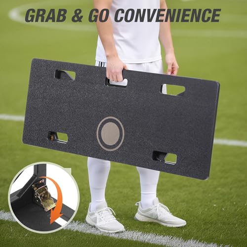 WARMOUNTS Large Soccer Rebounder Board, 3 Adjustable Angles Soccer Kick Back Trainer Board with 2 Sandbags, Portable Soccer Wall Rebounder for Control, Passing and Shooting Practice (40'' x 16'')