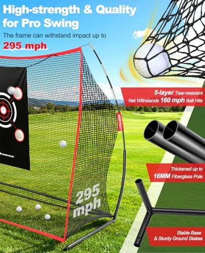 Golf Net, 10 x 7ft Golf Practice Net with 2 Targets - Heavy Duty Hitting Driving Chipping Swing Nets for Backyard Garbage Indoor Outdoor, Gifts for Men Dad Golfer