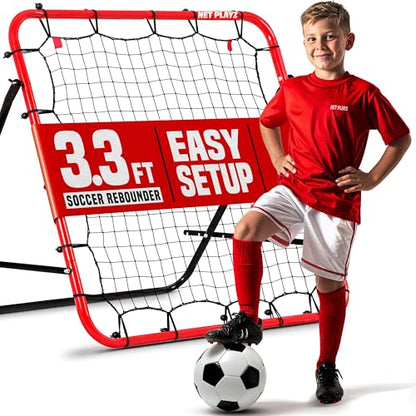 Soccer Rebound Net Rebounder | Skill Training Gifts, Aids & Equipment for Kids Teens & All Ages - Kick-Back/Portable, Adjustable Angles