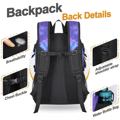Goloni Soccer Backpack,Basketball Backpack with Ball Compartment & Shoe Compartment,Backpack for Basketball,Soccer - color: Purple Camouflage
