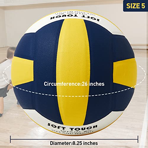 Dakapal Official Size 5 Indoor Competitive Volleyball, Professional Soft Volleyball (Without Pump) Yellow