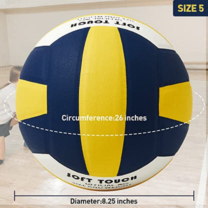Dakapal Official Size 5 Indoor Competitive Volleyball, Professional Soft Volleyball (Without Pump) Yellow