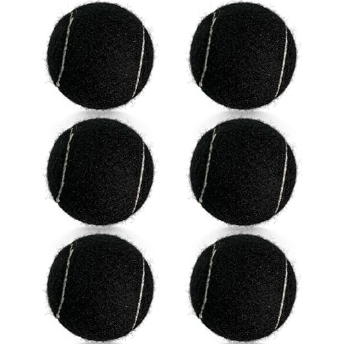 6 Pack Practice Tennis Balls - Long Lasting for Tennis Beginners, Tennis Training Balls, Dog Fetch Toys - color: Black