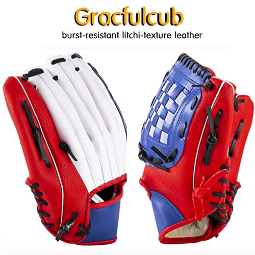 Baseball Glove,Baseball Softball Mitt with Ball for Kids Youth Adults Training and Beginner,Right Hand Throw,Left Hand Glove - color: Red, size: 11.5"