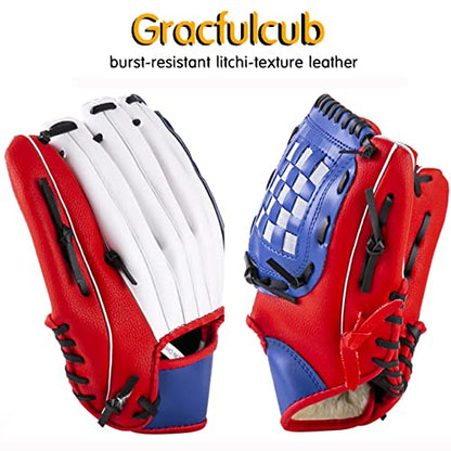 Baseball Glove,Baseball Softball Mitt with Ball for Kids Youth Adults Training and Beginner,Right Hand Throw,Left Hand Glove - color: Red, size: 11.5"