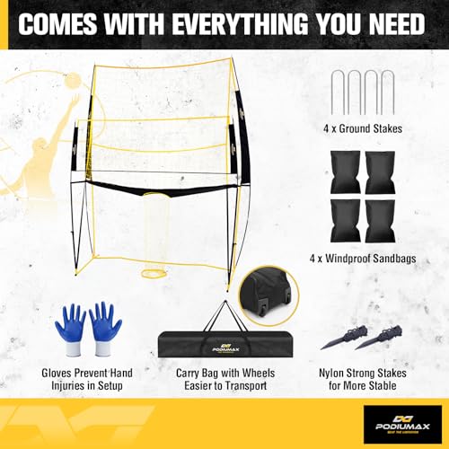 Volleyball Training Equipment, 11x8FT Adjustable 6.5–8 ft, Volleyball Practice Net for Serve & Spike, 2-in-1 Train & Play, Fast Setup, Stable Frame Training Net for Backyard Indoor Outdoor