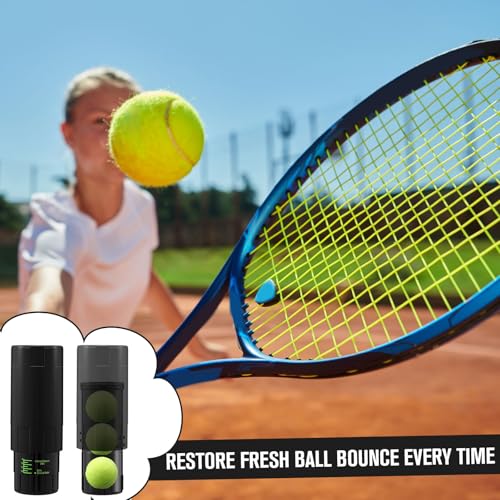 Soulchen Tennis Ball Pressurizer - Tennis Ball Storage Canister Holds 3 Balls Under 14 Psi Pressure, Reusable Stuff for Bounce Retention, Lightweight & Durable - color: Black