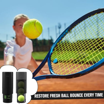 Soulchen Tennis Ball Pressurizer - Tennis Ball Storage Canister Holds 3 Balls Under 14 Psi Pressure, Reusable Stuff for Bounce Retention, Lightweight & Durable - color: Black