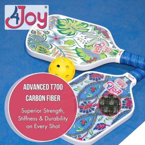 4Joy Pickleball Paddle Premio Series - Thermoformed Premium T700 Carbon Fiber Pickleball Paddless - Professional Pickleball Rackets for Women & Men - 16mm Honeycomb Core - USAP Approved - style: Union Pack: Damask