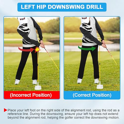 Golf Swing Plane Trainer - Alignment Stick Holder Set, Professional Golf Training Aids for Swing Path, Posture & Aiming, Golf Practice Accessories - color: Yellow