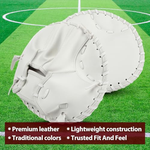 VioraWhite 2 Pack Pancake Baseball and Softball Training Glove - Flat & Soft Premium PVC Fielding Gear for Right-Hand Throw, Great Choice for Teens