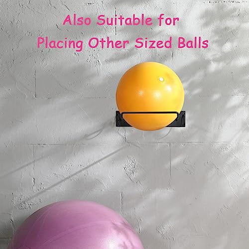 Yoga Ball Holder Set of 2, Industrial Exercise Ball Holder Wall Mount, Black Metal Wire Wall Mounted Ball Storage Rack, Organize Your Gyms Studios Home Gyms Space