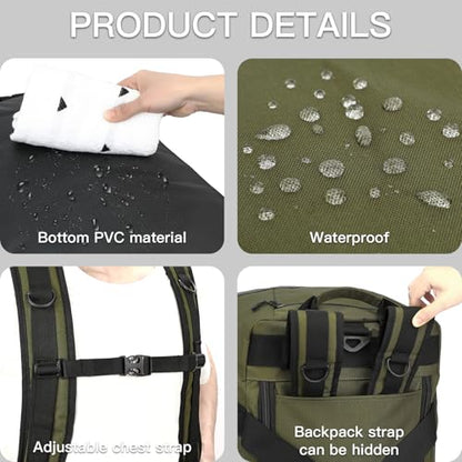 100L Extra Large Travel Duffle Bag Backpack for Men, 3 in 1 Sports Duffel Bags W/Adjustable Shoulder Strap & Dividers Gym Equipment/Gear Weekend Overnight Bag for Trip Camping Hiking, XL Green - color: Green
