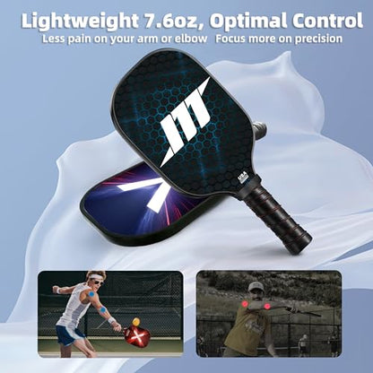MASTERY MART Fiberglass Pickleball Paddles, Lightweight, 2 Paddles & 4 Balls & 2 Towels & 2 Grip Tape & Portable Bag, Family & Friends