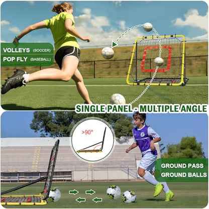 BaseGoal Baseball and Softball Rebounder Net,Baseball Rebounder,Volleyball Rebounder,Pitch Back Net,Multi-Sport Training Rebound Screen,with Pitching Target,Easy Adjustable Angles - style: 47x47 in Yellow