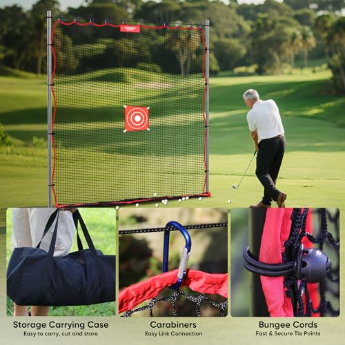 Golf Practice Net, Heavy-Duty Multi Sports Netting Barrier 10FT | 15FT |20FT |25FT Golf Hitting Net for Garage, Ideal for Backyard with Baseball, Softball, Hockey, Soccer and More - size: 10X10FT
