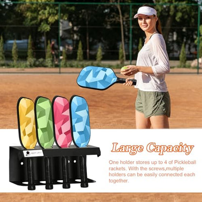 Pickleball Racket Ball Holder Holds 4/12 Paddles Pickleball Storage Rack with Label to Track Next Up Players Pickleball Paddle Holders To Fence Wall Hanging Storage Outdoor Not Include Paddles (3)