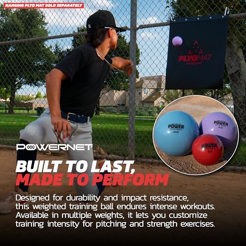 PowerNet Power Plyometric Training and Velocity Weighted Ball Bundle, Softball & Baseball Training Equipment to Increase Velocity & Strength, Sand-Filled Mixed Size and Weighted Balls