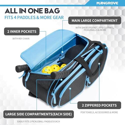Mangrove Pickleball Backpack, 2025 Pickleball Bag Fits 4+ Paddles & Pickle Ball Accessories, Large Paddle Bag with Fence Hook, Extra Pockets, Ventilated Shoes Storage