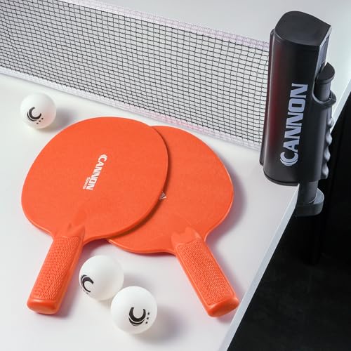 Cannon Sports Table Tennis Set – 2 Unbreakable Paddles, 6 3-Star Balls, Retractable Net & Carry Bag – Clamp-On Portable Ping Pong Net Fits Tables up to 2 Inch Thick, Extends to 6 Feet - color: Orange