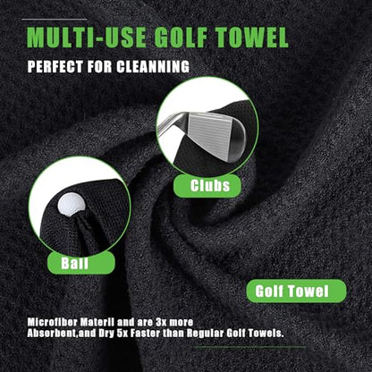 3 Pack Golf Towel with Golf Club Brush Cleaner Set with Water Bottle –Golf Accessories Gift Set for Men & Women, Cleaning Kit for Clubs & Balls Cleaning Brush Tools Gifts for Golfers