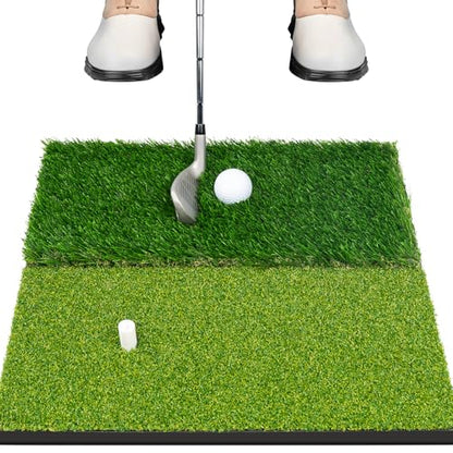 Portable & Foldable Golf Practice Mat – Dual-Turf Golf Hitting Mat for Indoor & Outdoor Swing and Chipping – Fairway & Rough Turf Golf Training Mat for Backyard and Home