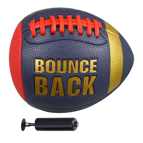 BOUNCEBACK Training Football, Youth Size & Official Size, Fatherless Football PassCatch Solo Enhancing Passing Catching(with Pump) - style: Dark Blue-7#(Ages 5-14)