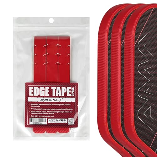 PICKLETECH Pickleball Paddle Protection Tape - Paddle Head Edge Guard - Racket Edge Protection Tape -Fit Perfectly Curved Edge -No Wrinkling - color: Red Diagonal Stripe, size: Width 20mm