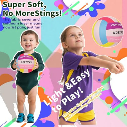 Soft Volleyball-Super Soft Fabric Light Volleyball for Indoor Practice Safe and Quiet Kids Youth Beginners House Yard Training Practice Games(Deflated) - color: Colorful