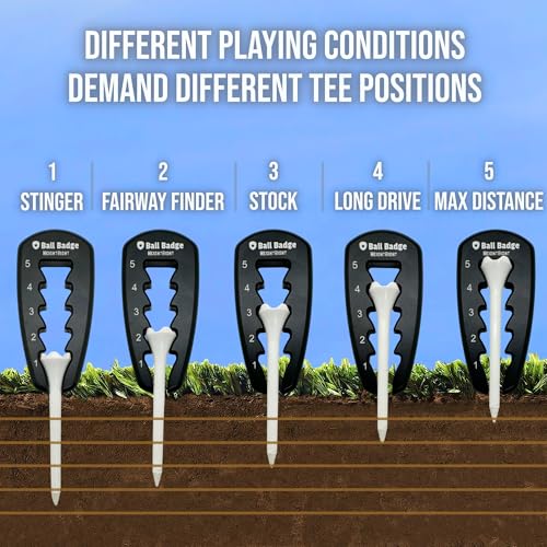 Adjustable Golf Tee Height Tool (5-Level Precision) – Universal Fit for Wooden & Plastic Tees, Consistent Tee Height Setter for Drivers, Fairway Woods & Irons, Durable Aluminum Golf Swing Training Aid - color: Black