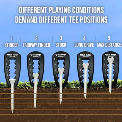 Adjustable Golf Tee Height Tool (5-Level Precision) – Universal Fit for Wooden & Plastic Tees, Consistent Tee Height Setter for Drivers, Fairway Woods & Irons, Durable Aluminum Golf Swing Training Aid - color: Black