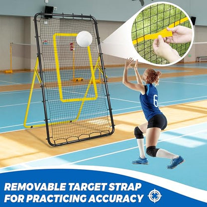 2-in-1 Volleyball Rebounder Net, Adjustable 7×4 ft to 4.5×4 ft Bounce Back Training Rebound Equipment with Angle Customization for Volleying, Bumping, Spiking Practice - color: Black