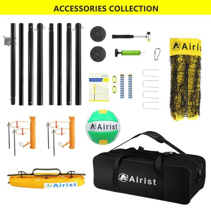 Heavy Duty Volleyball Net Outdoor with Steel Anti-Sag System, Adjustable Aluminum Poles, Professional Volleyball Nets Set for Backyard and Beach, Volleyball and Carrying Bag