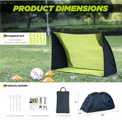 Auto Pop Up Soccer Goal - Set up in 1 Sec, Portable & Lightweight, 36 × 24 Folding Soccer Nets for Kids and Youth Outdoor Soccer Ball Training Equipment Goals
