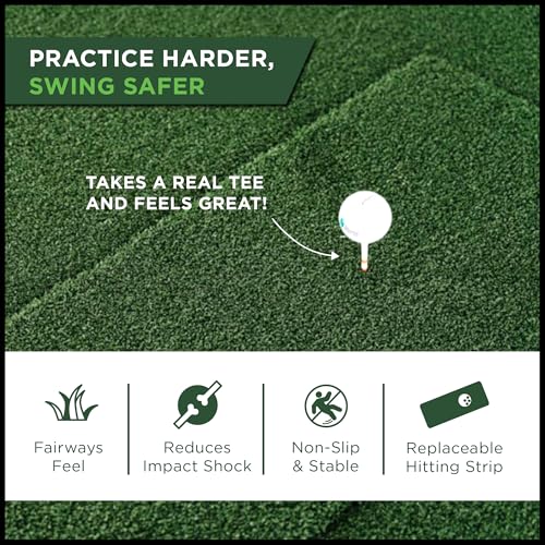 The Indoor Golf Shop SIGPRO Softy Golf Mat - Professional-Grade Practice Mat - Realistic Fairway Feel - Real Tee Capable, Replaceable Hitting Strip, Thick Cushioning & Joint-Friendly Design - size: 4' x 7'