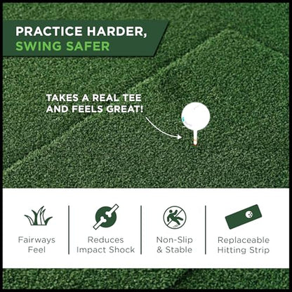 The Indoor Golf Shop SIGPRO Softy Golf Mat - Professional-Grade Practice Mat - Realistic Fairway Feel - Real Tee Capable, Replaceable Hitting Strip, Thick Cushioning & Joint-Friendly Design - size: 4' x 7'