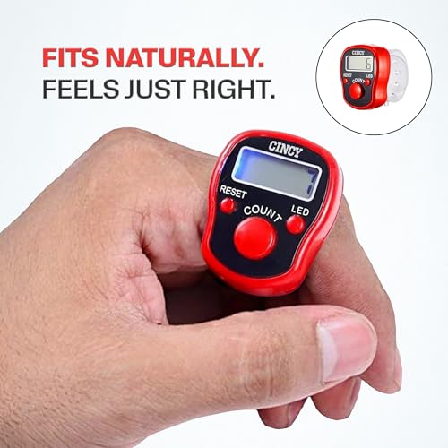 CINCY Clicker Counter with LED for Day & Night Use | Instant Reset, Accurate & Quiet, Long Battery Life | for People, Laps, Pitch, Golf, Baseball, Fish Counting, for Prayer, Everyday Prayer – 1 Pack - color: Red