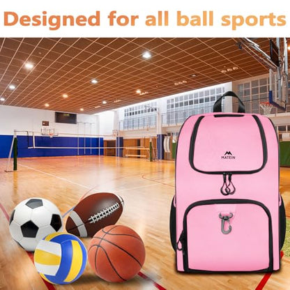 MATEIN Basketball Bag, Sturdy Soccer Bag with Ball Holder & Shoe Compartment, Large Basketball Backpack for Training Equipment, Water Resistant Sports Ball Backpack Fits Volleyball Football, Colorful - color: Black Pink