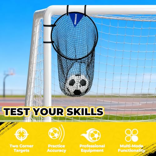 Top Bins Soccer Goal Target(2Pcs) 23.6in Soccer Target Net for Volley, Passing, Shooting Accuracy Practice Soccer Training Equipment with Carry Case