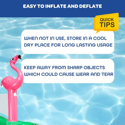 Giant Inflatable Pool Volleyball Net Set w Ball- 12 ft Long XL Size, Durable Thick PVC Material- Flamingo- Easy Inflate- Outdoor/Backyard Summer Swim BBQ Party Fun- Kids, Teens Water Float Game Toy